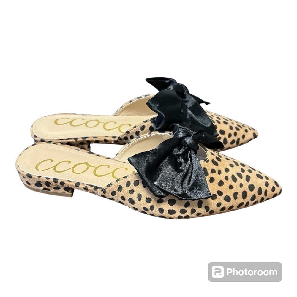 CCOCCI Valerie Leopard Flats with black bow Size 7.5 NWOT Women - Picture 6 of 12